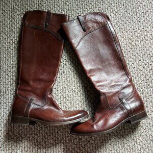 FRYE Melissa Tab Tall Redwood Leather Riding Boots 3470110 Womens